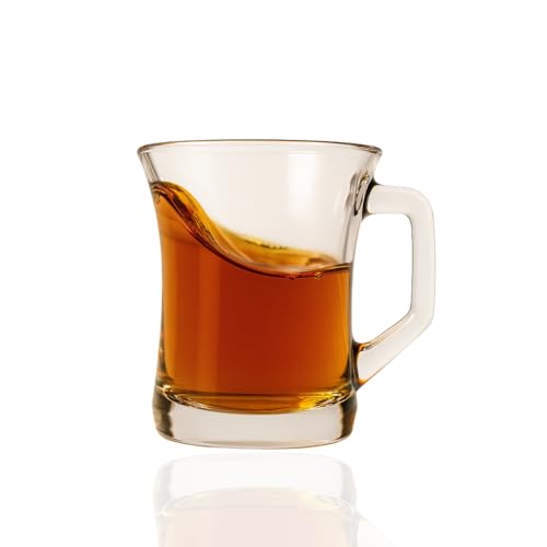 6-Piece Clear Glass Coffee Mug Set with Handles