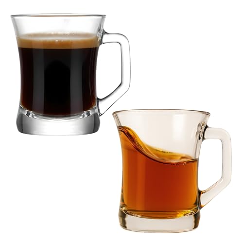 6-Piece Clear Glass Coffee Mug Set with Handles