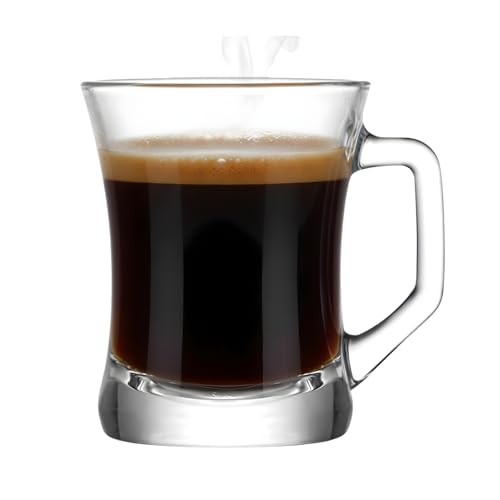6-Piece Clear Glass Coffee Mug Set with Handles