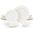 16-Piece White Porcelain Dinnerware Set for 4
