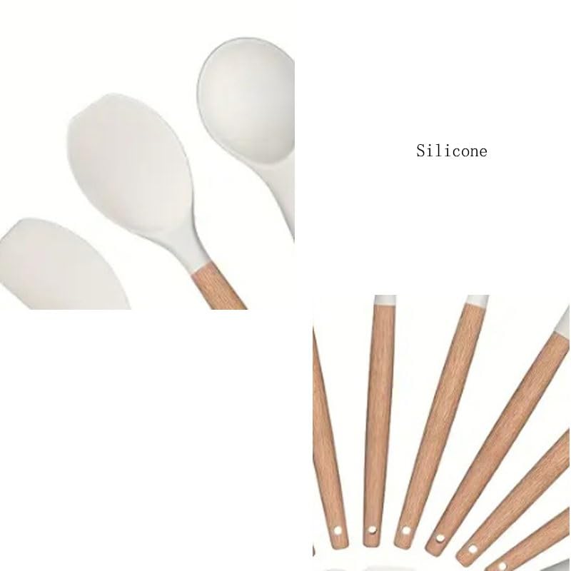 28-Piece Silicone Kitchen Utensil Set with Wooden Handles