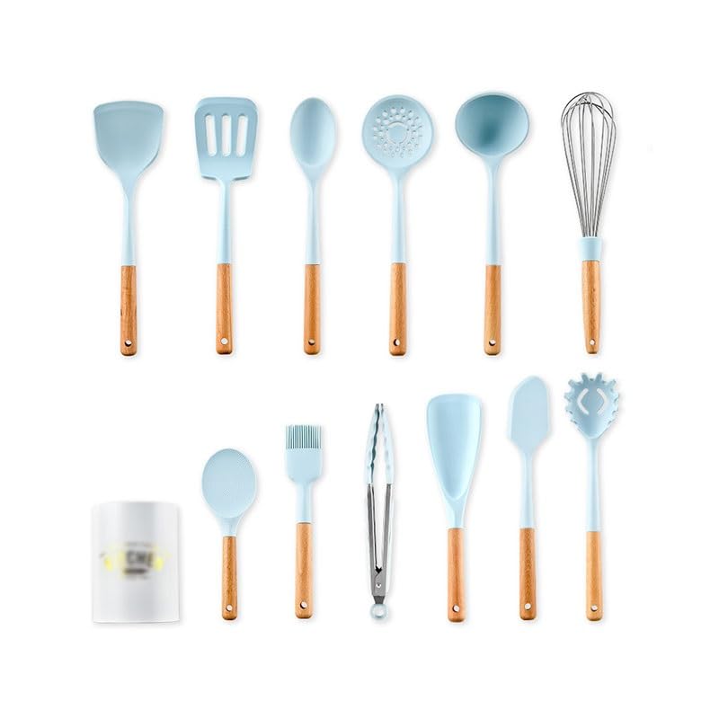 Silicone Kitchenware 12 Piece Set Spatula Slotted Spoon Soup Food Tongs Cooking
