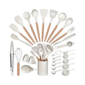 28-Piece Silicone Kitchen Utensil Set with Wooden Handles