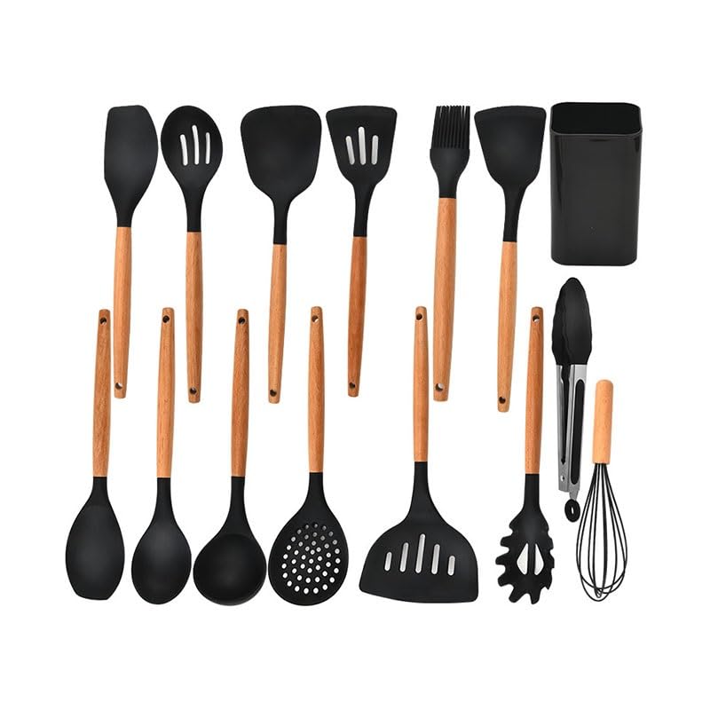 15-Piece Wooden Handle Kitchen Utensil Set