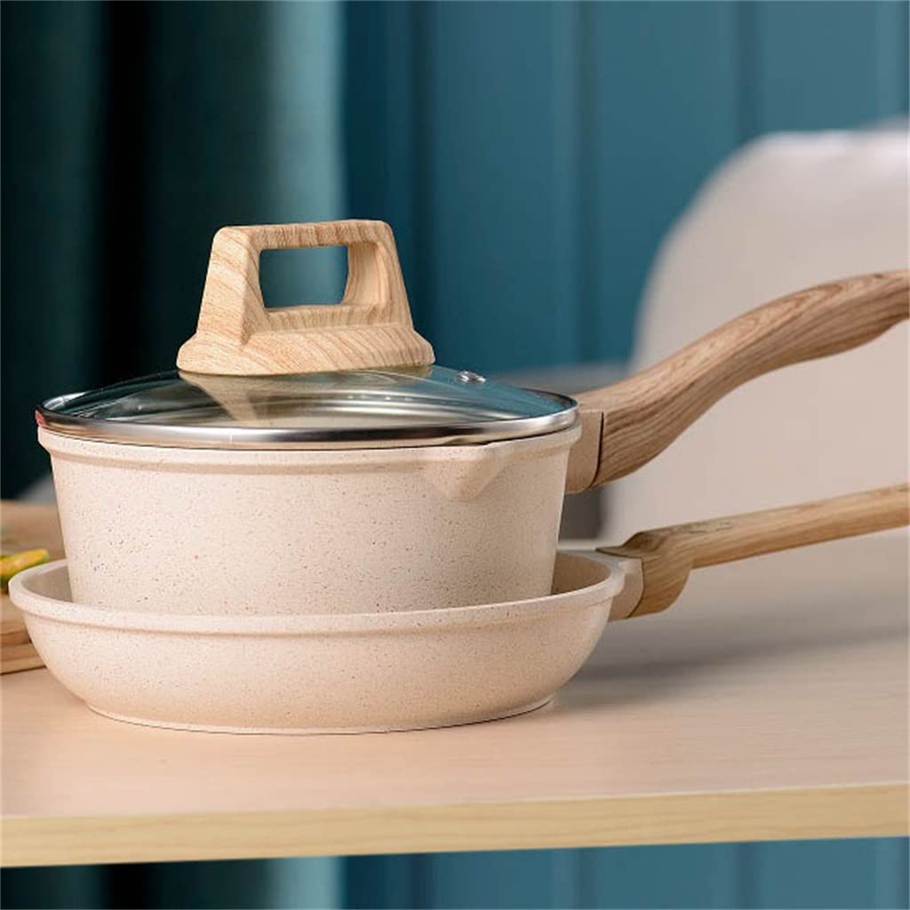 Non-Stick Wok & Double Boiler Pot Set with Glass Lid
