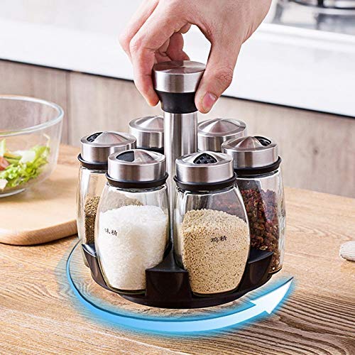 2-Tier Rotating Spice Rack with Glass Jars