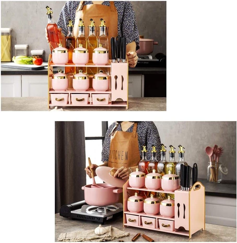 2-Tier Spice Rack Organizer Set with Jars & Bottles