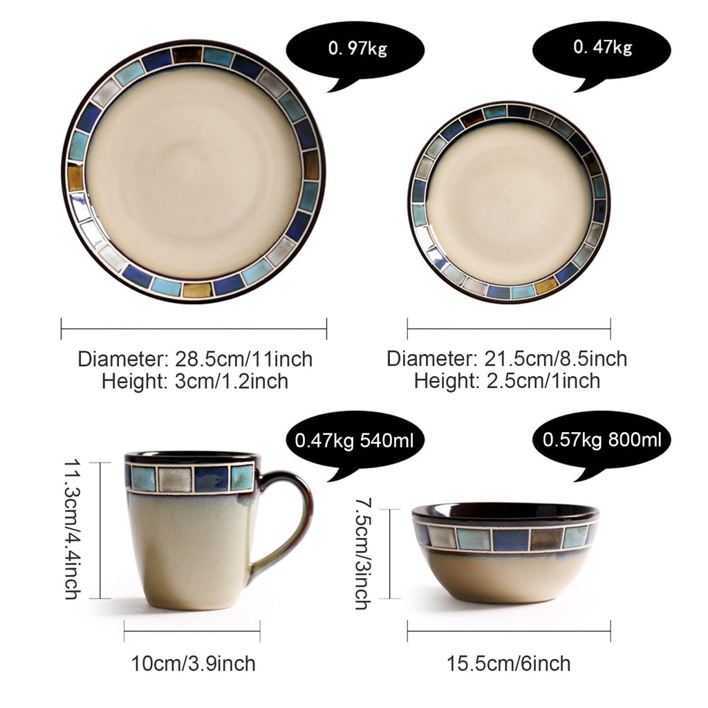 32-Piece Reactive Glaze Stoneware Dinnerware Set for 4