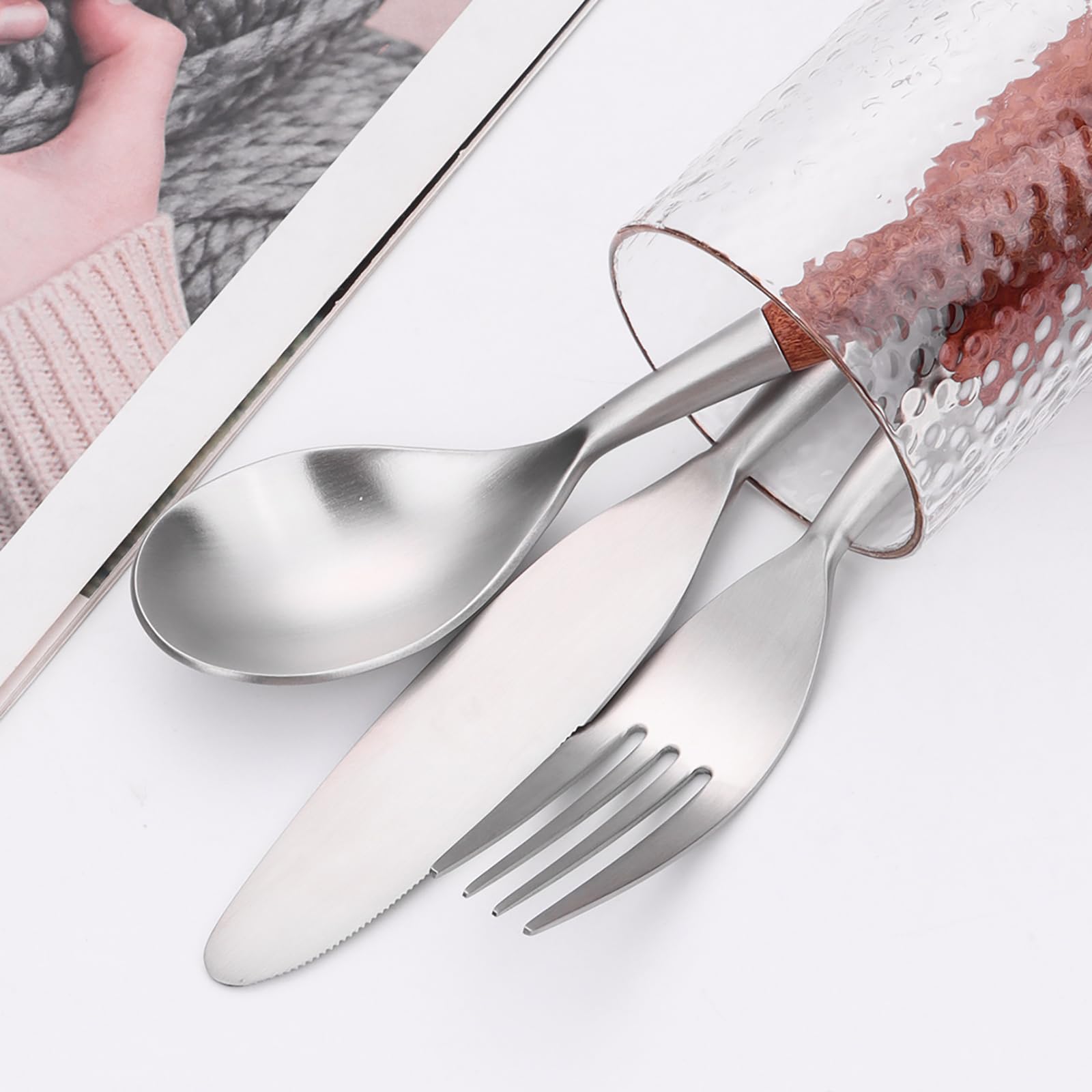 30-Piece Wooden Handle Flatware Set for 6
