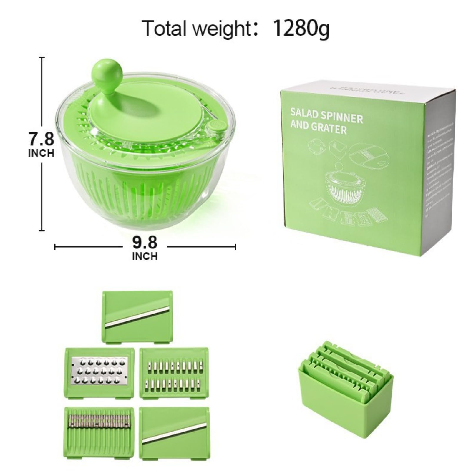 Multifunctional Salad Spinner with Slicer & Grater