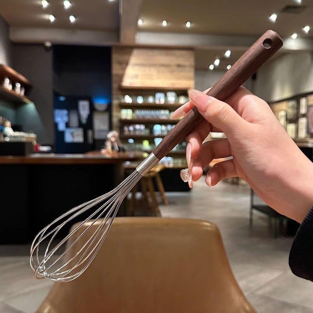 2-Piece Stainless Steel Whisk Set with Walnut Handles