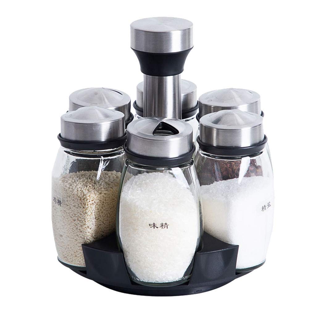 2-Tier Rotating Spice Rack with Glass Jars