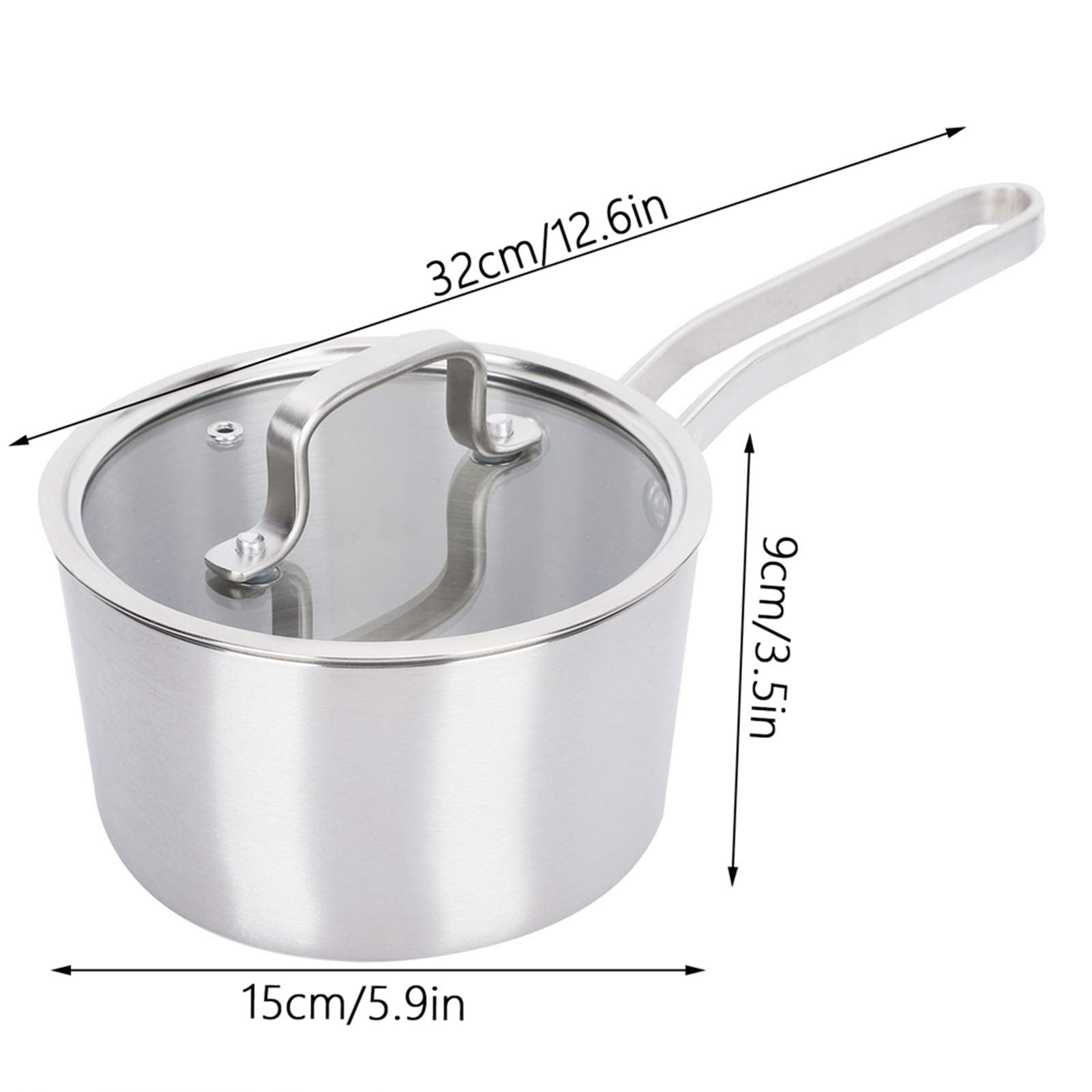 Stainless Steel Milk Saucepan with Glass Lid