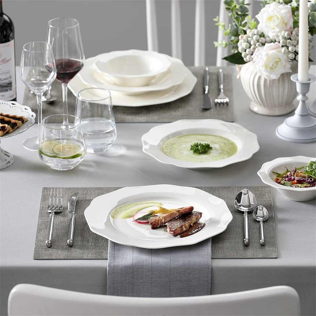 16-Piece White Porcelain Dinnerware Set for 4