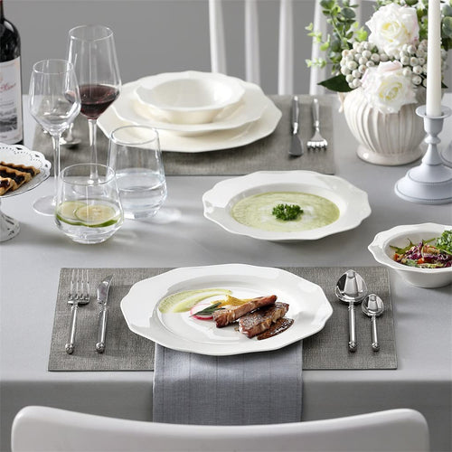 16-Piece White Porcelain Dinnerware Set for 4