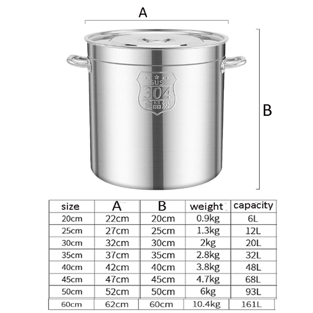304 Stainless Steel Thickened Stock Pot with Lid