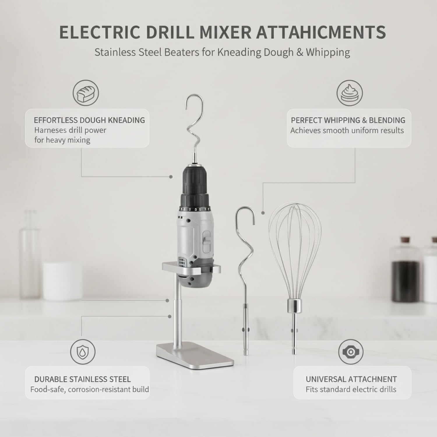 Stainless Steel Drill Mixer Attachment