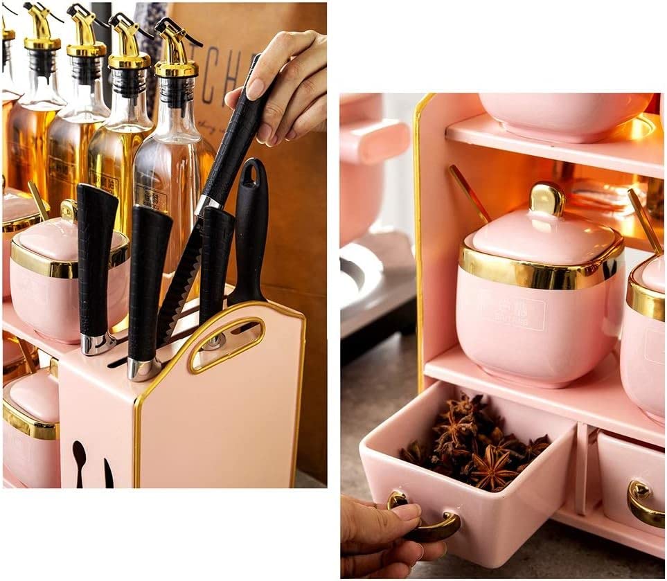 2-Tier Spice Rack Organizer Set with Jars & Bottles