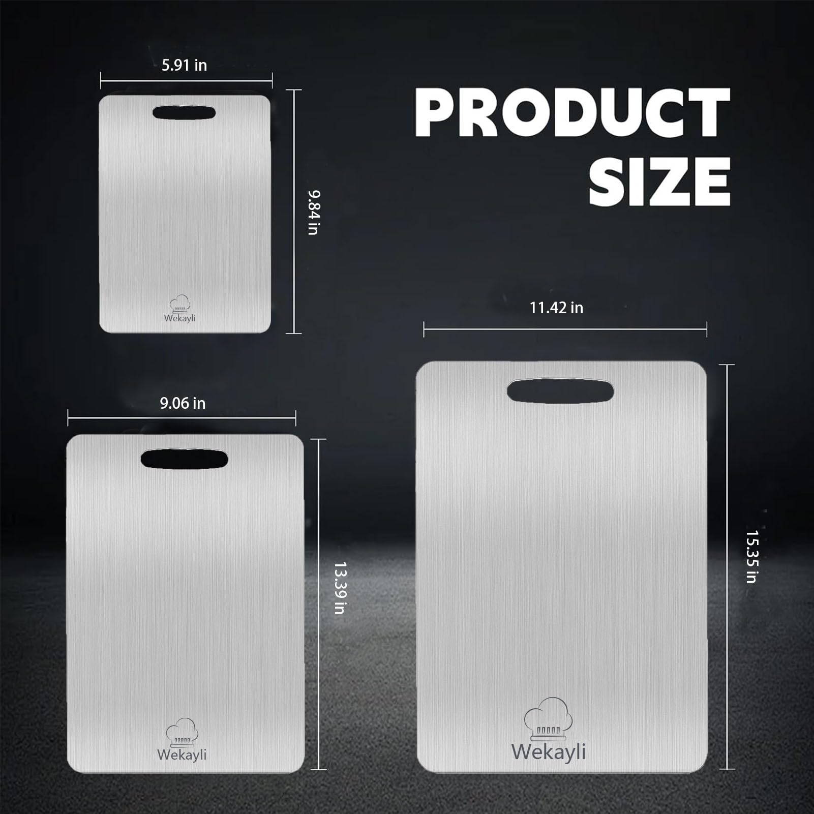 304 Stainless Steel Cutting Board Set (3-Piece)