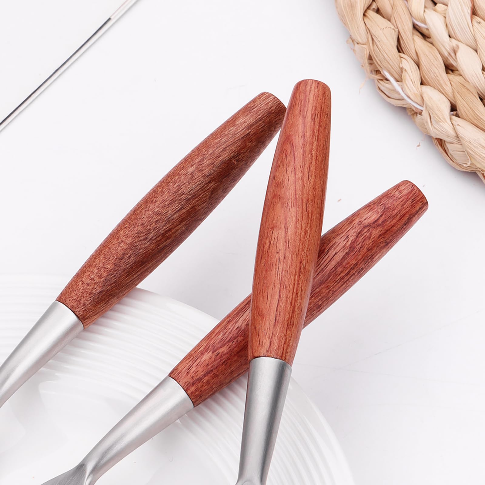 30-Piece Wooden Handle Flatware Set for 6