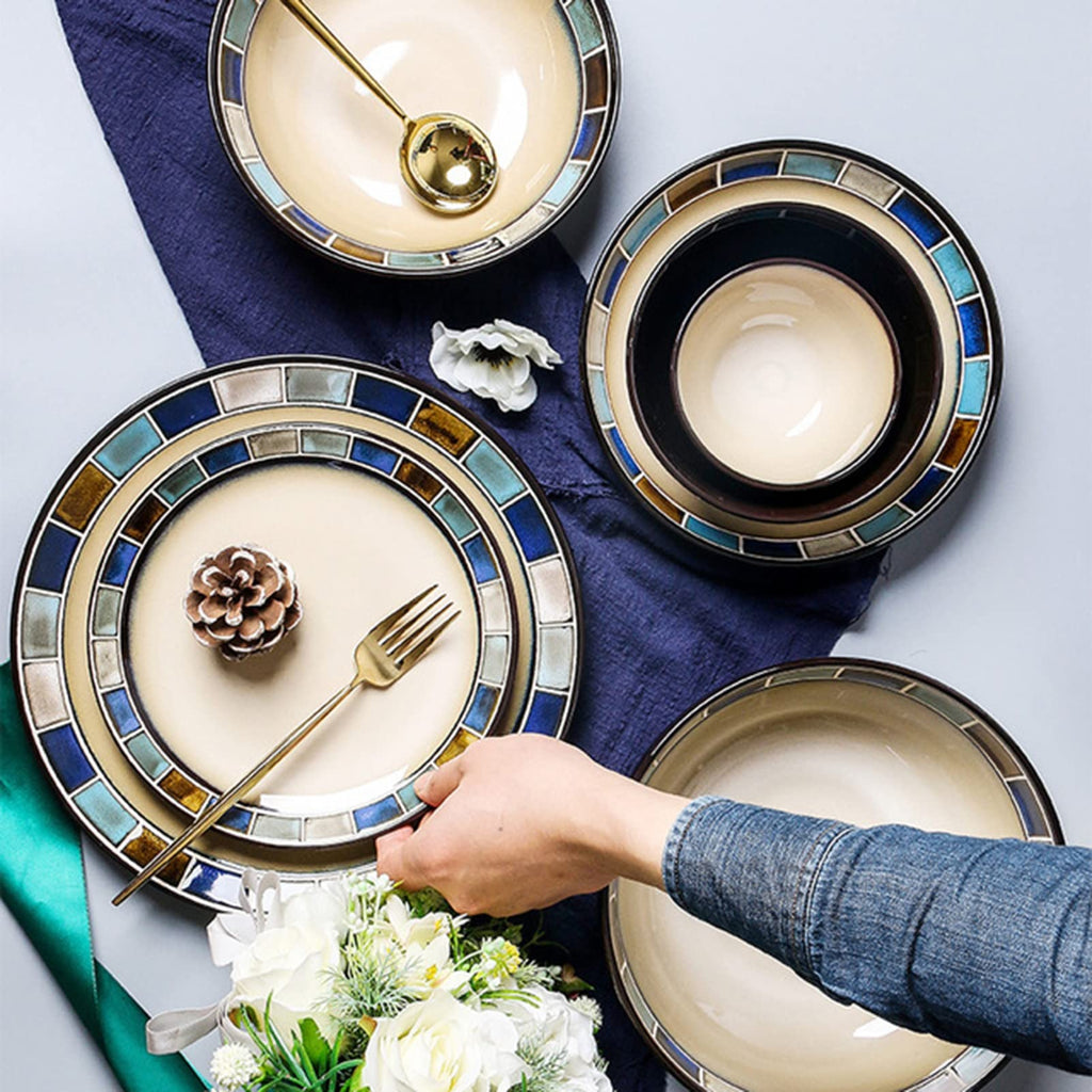 32-Piece Reactive Glaze Stoneware Dinnerware Set for 4