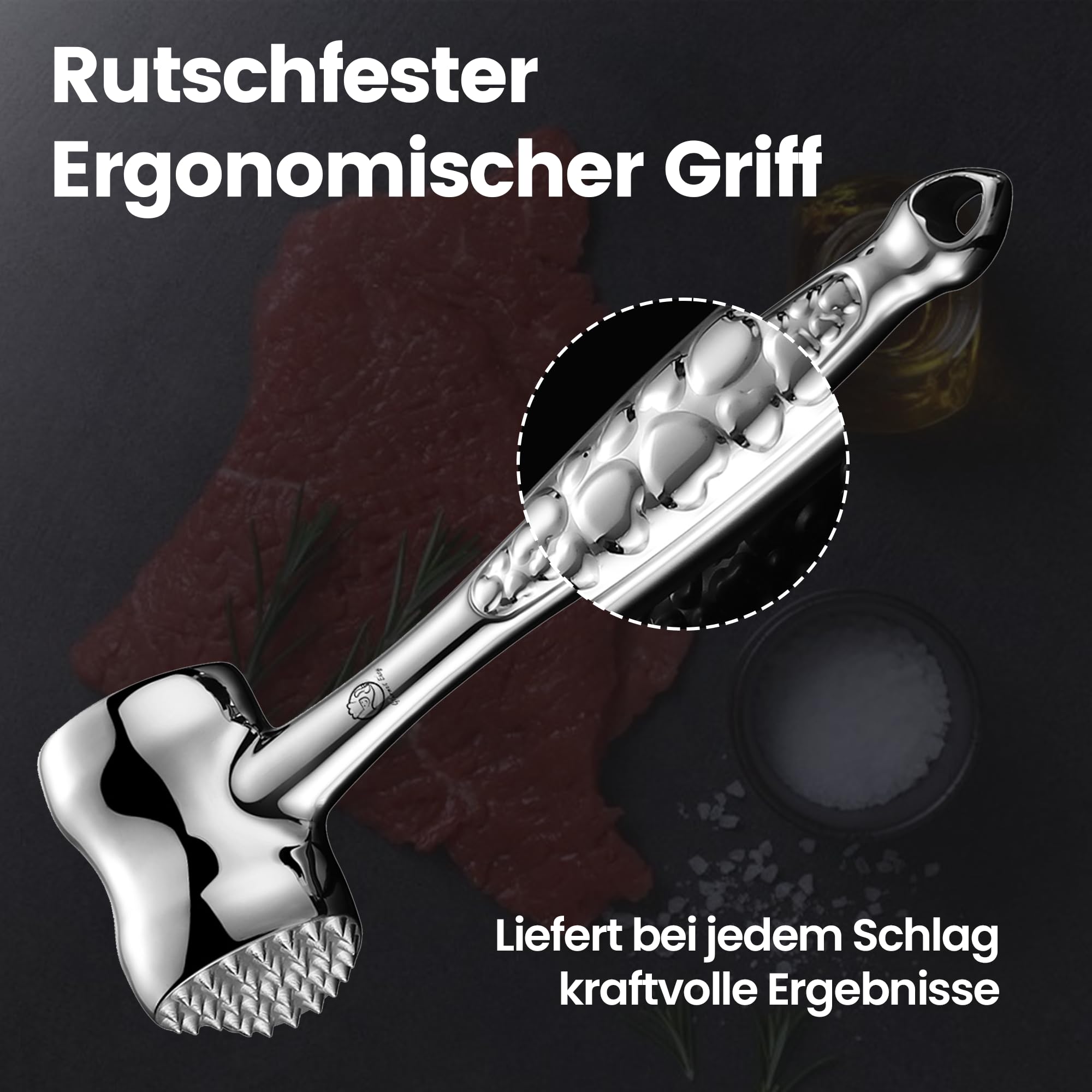 3-Piece Kitchen Prep Tool Set: Meat Tenderizer, Garlic Press & Strainer