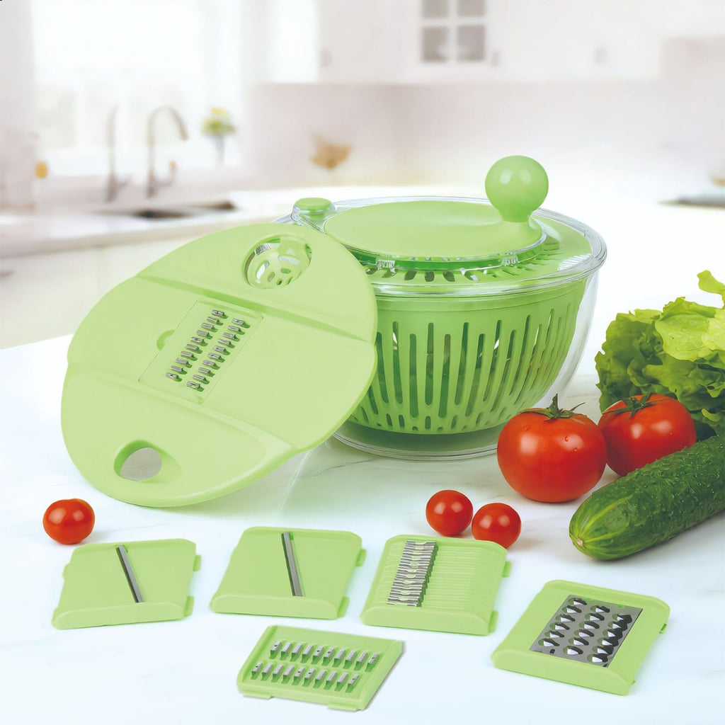 Multifunctional Salad Spinner with Slicer & Grater