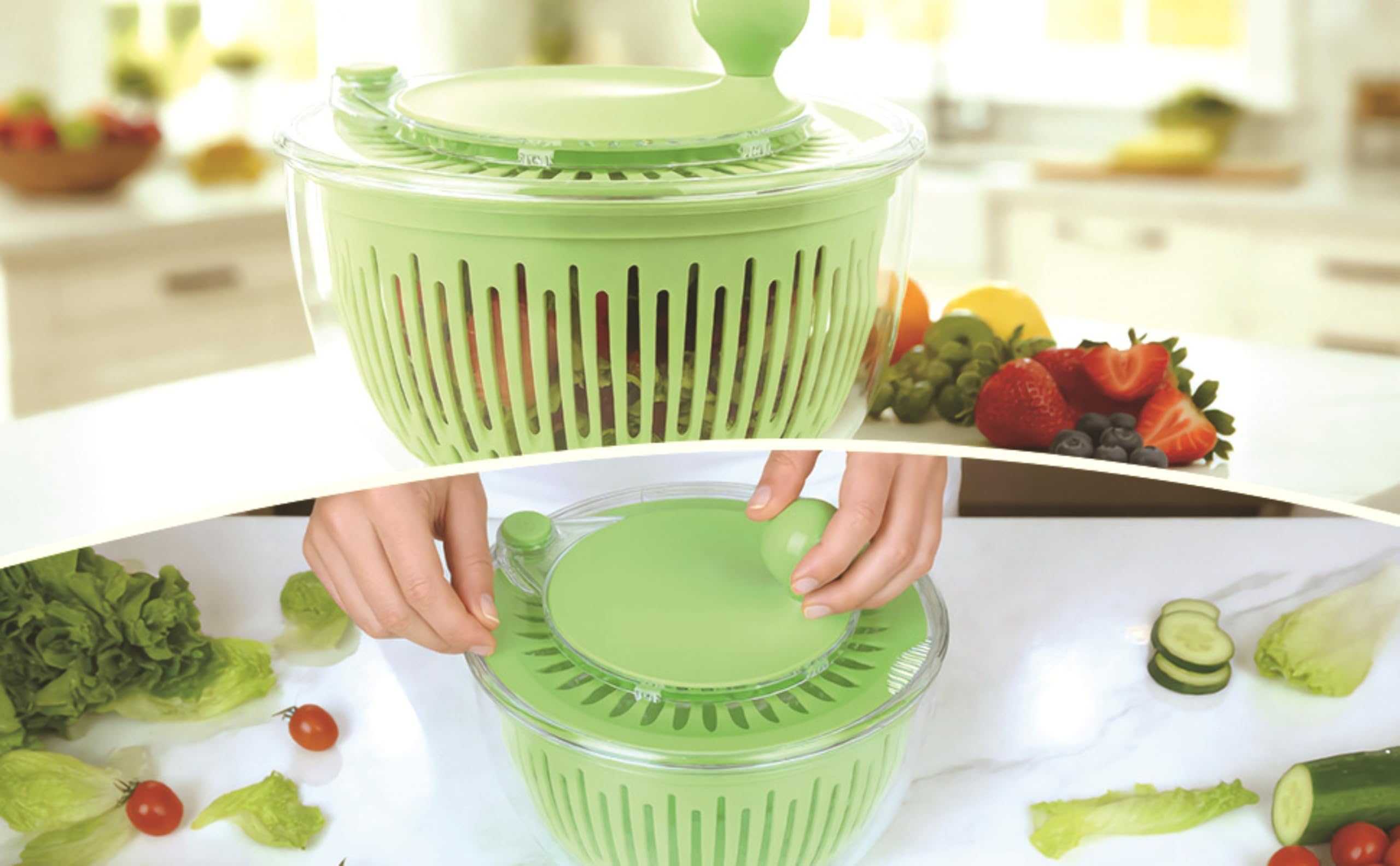 Multifunctional Salad Spinner with Slicer & Grater