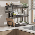 3-Tier Stainless Steel Dish Drying Rack with Cutting Board