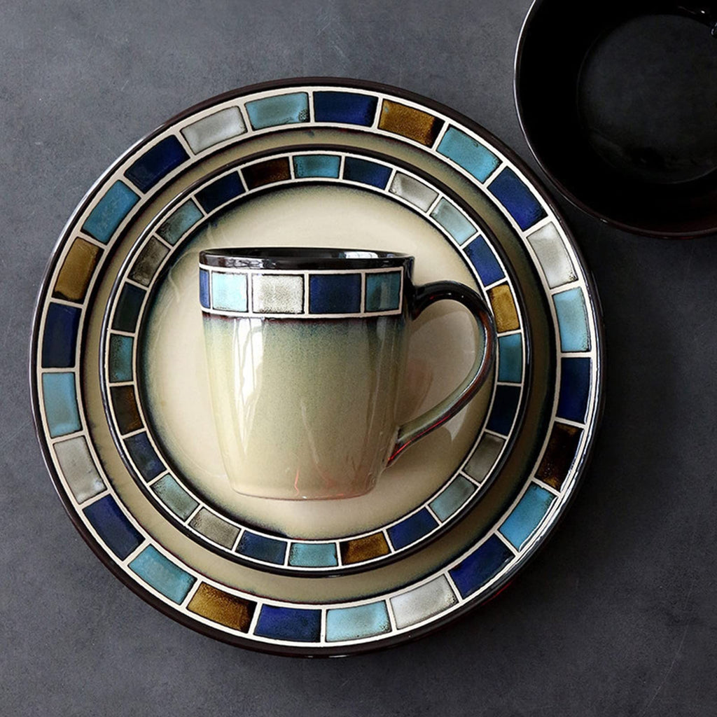 32-Piece Reactive Glaze Stoneware Dinnerware Set for 4