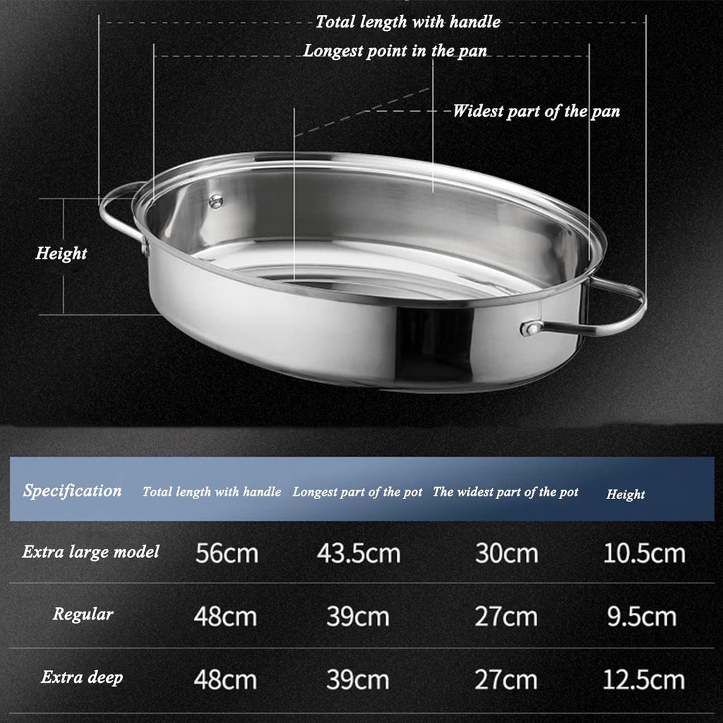 Stainless Steel Oval Roaster with Rack & Lid