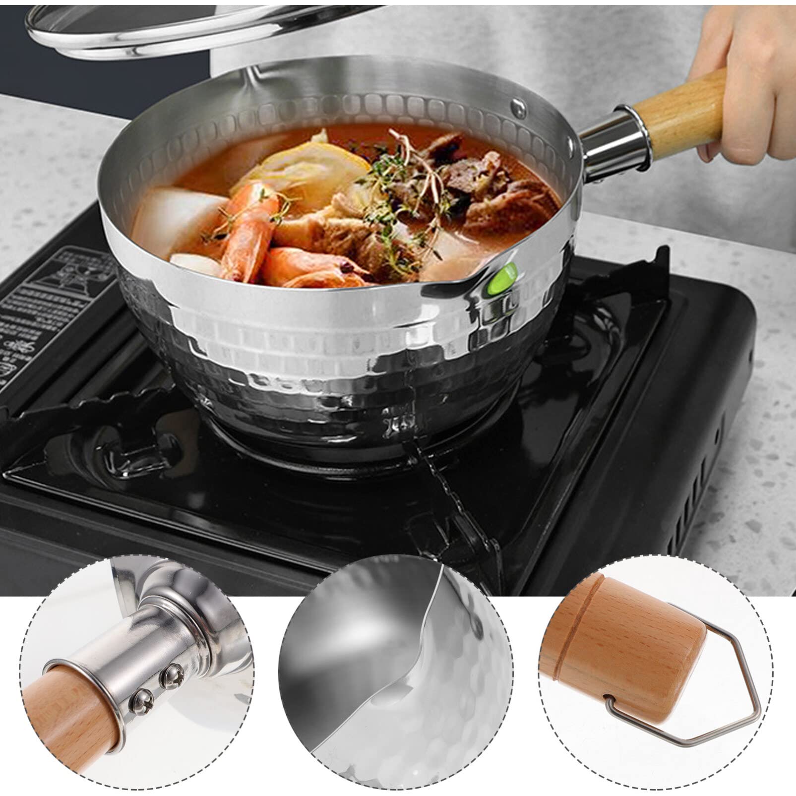 18cm Stainless Steel Snow Pan with Wooden Handle