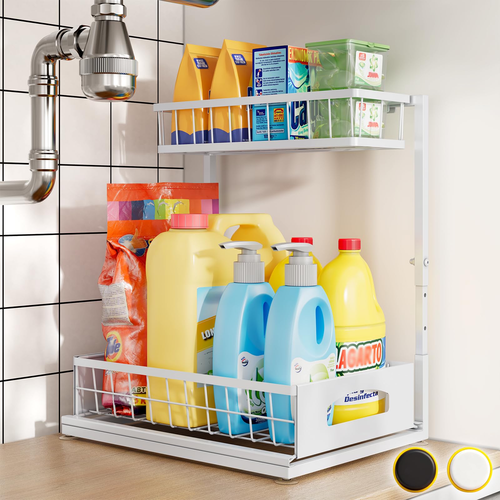 2-Tier Adjustable Pull-Out Under Sink Organizer