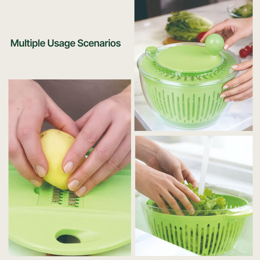 Multifunctional Salad Spinner with Slicer & Grater