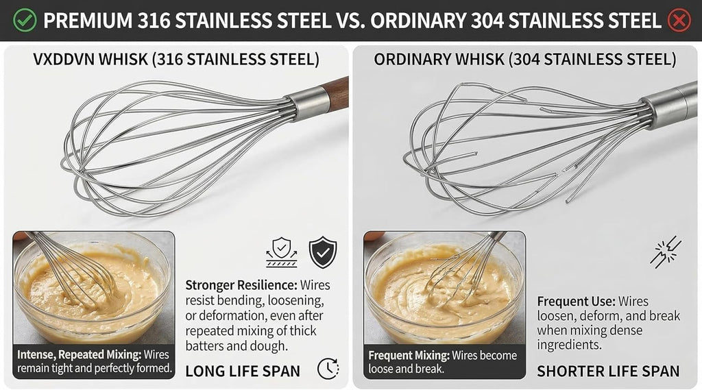 2-Piece Stainless Steel Whisk Set with Walnut Handles