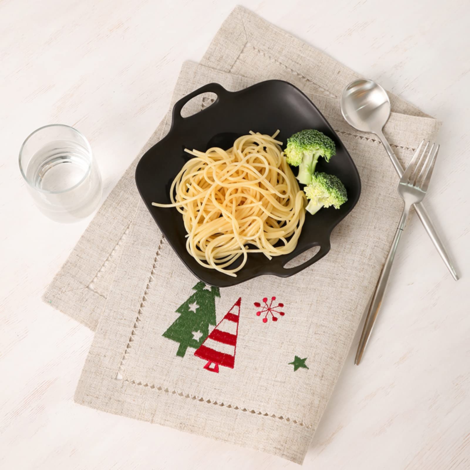 6-Piece Embroidered Linen Placemat Set