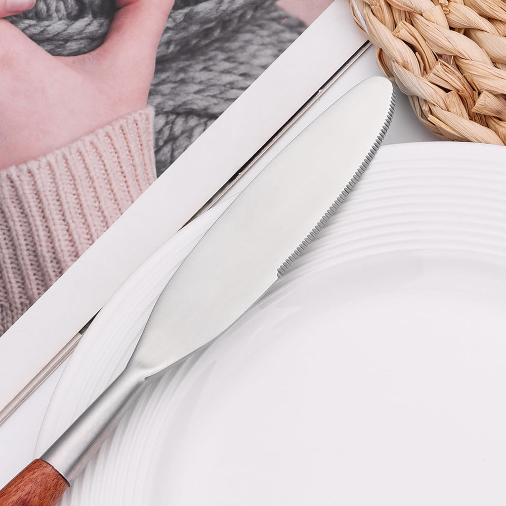 30-Piece Wooden Handle Flatware Set for 6