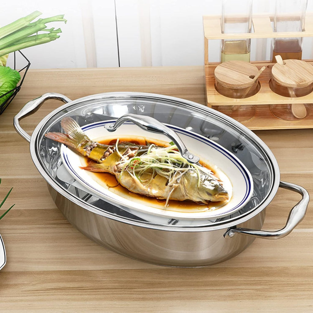 Stainless Steel Oval Roaster with Rack & Lid