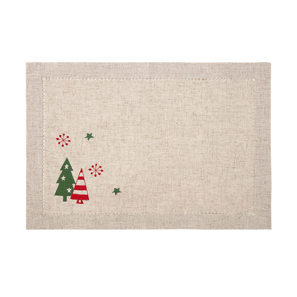 6-Piece Embroidered Linen Placemat Set