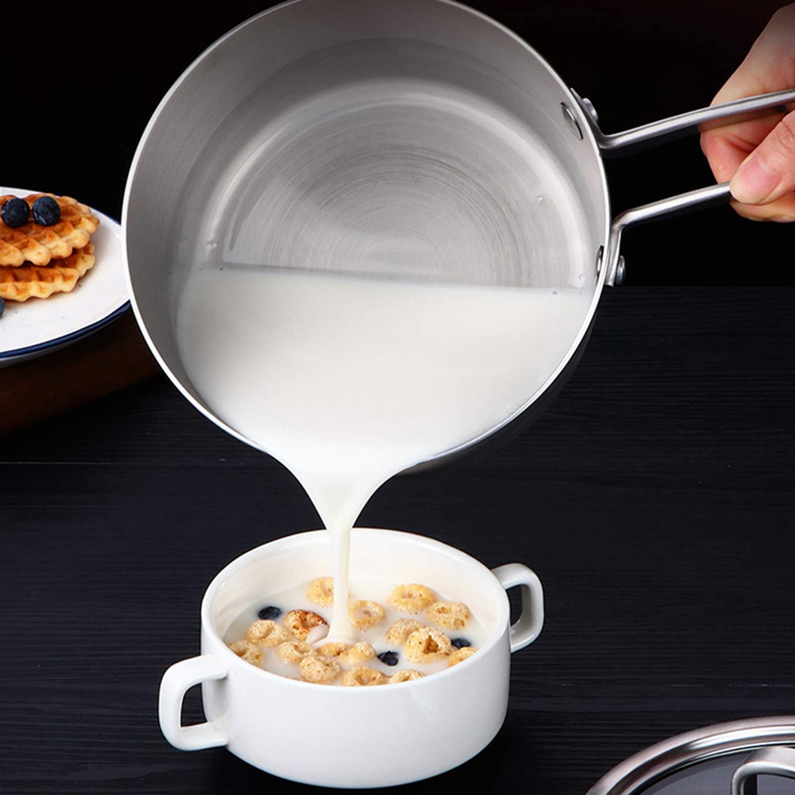 Stainless Steel Milk Saucepan with Glass Lid