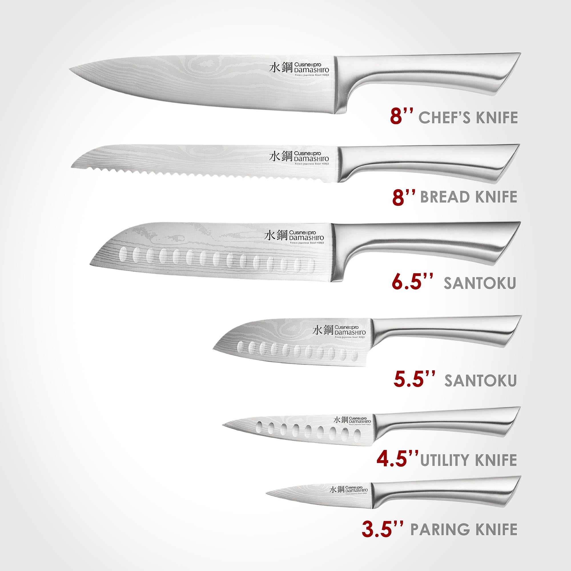 Japanese Steel Knife Set with Magnetic Knife Block