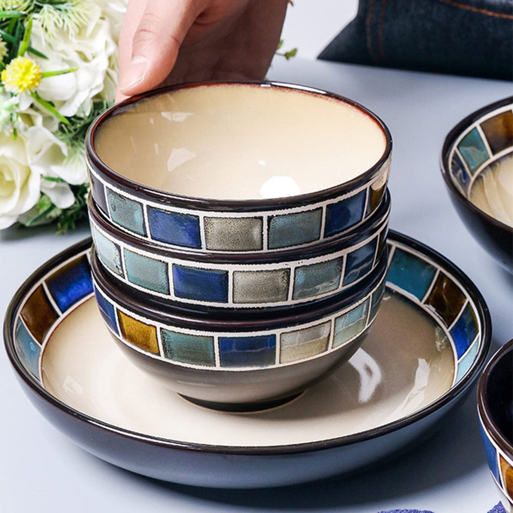 32-Piece Reactive Glaze Stoneware Dinnerware Set for 4