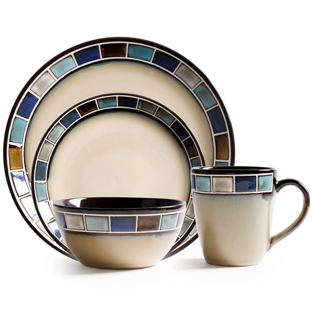 32-Piece Reactive Glaze Stoneware Dinnerware Set for 4