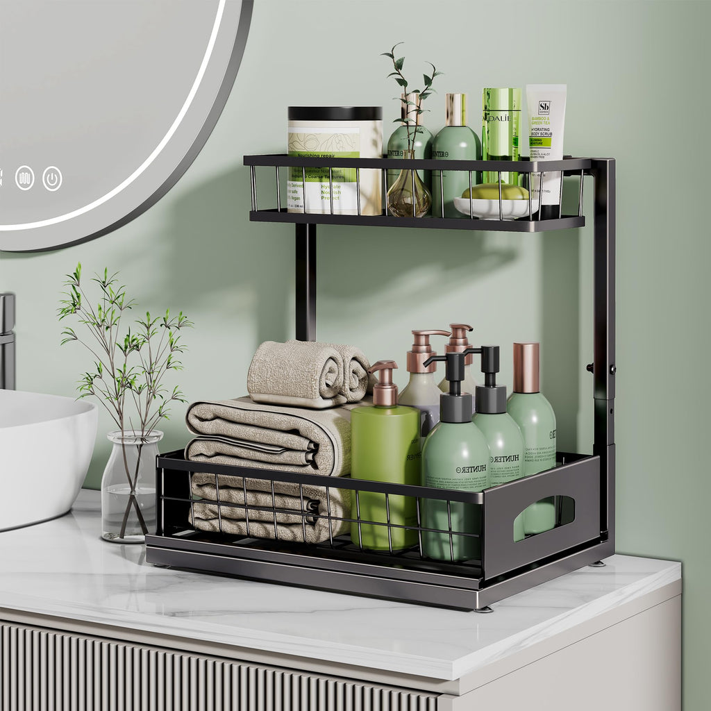 2-Tier Adjustable Pull-Out Under Sink Organizer