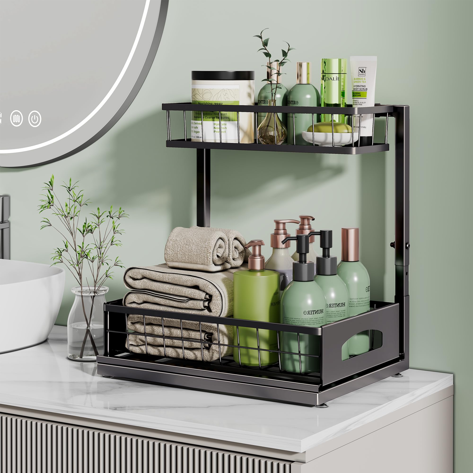 2-Tier Adjustable Pull-Out Under Sink Organizer