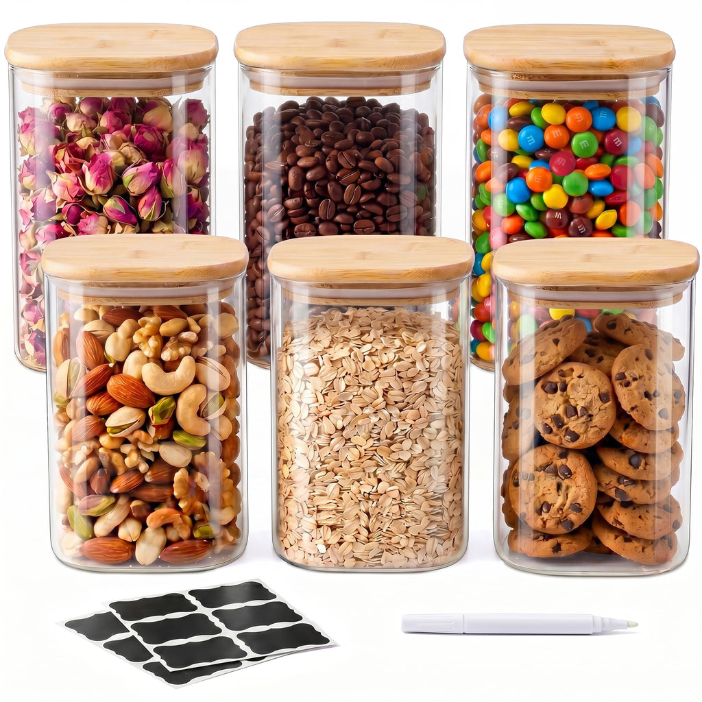 Glass Airtight Storage Jar Set with Bamboo Lids