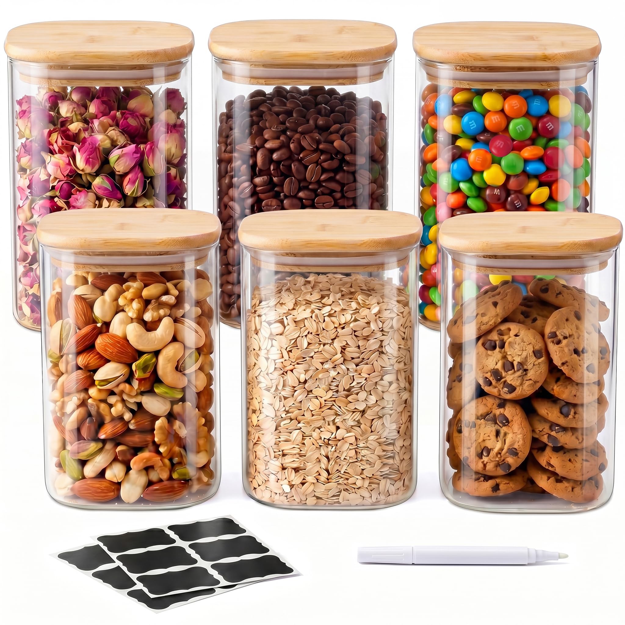 Glass Airtight Storage Jar Set with Bamboo Lids