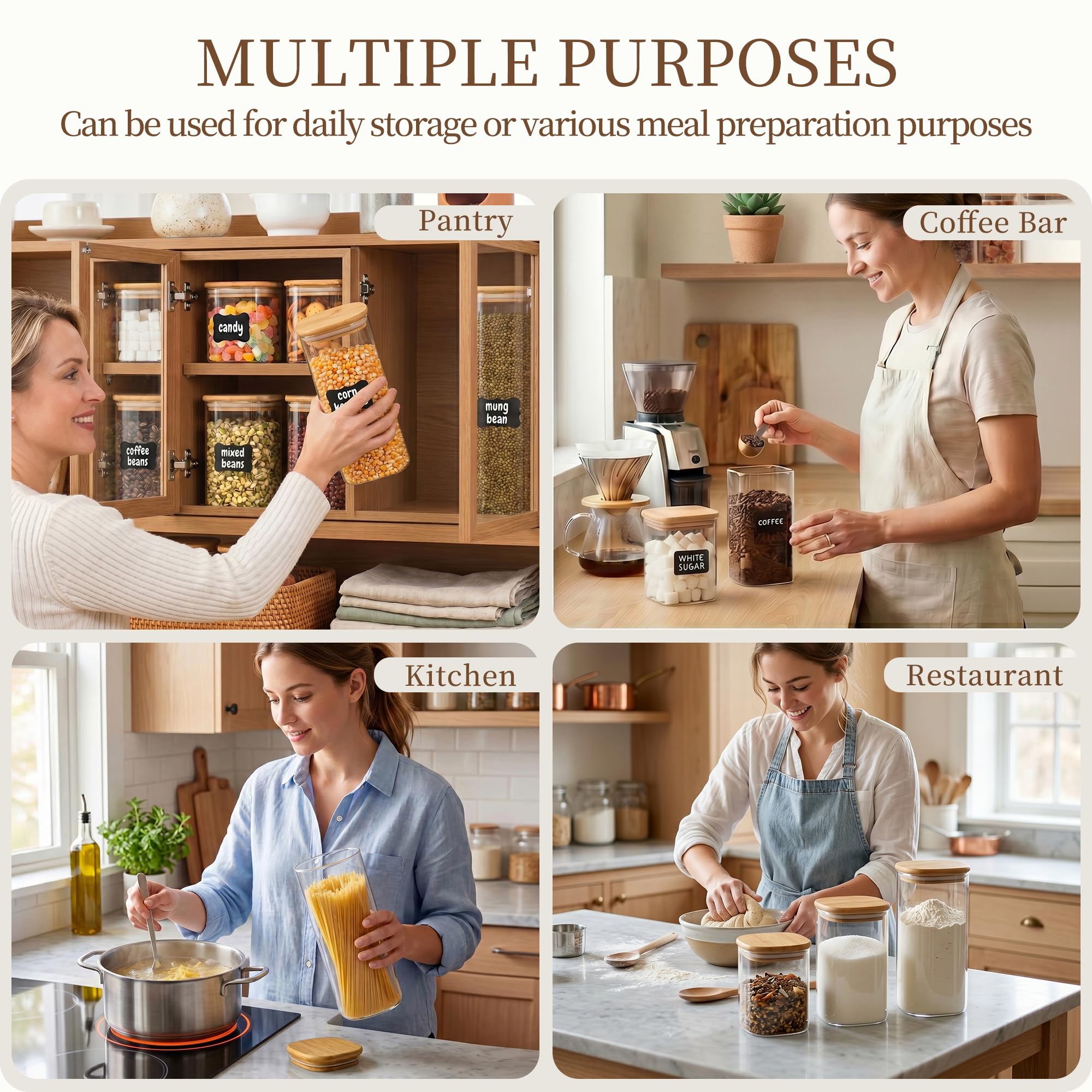 Glass Airtight Storage Jar Set with Bamboo Lids