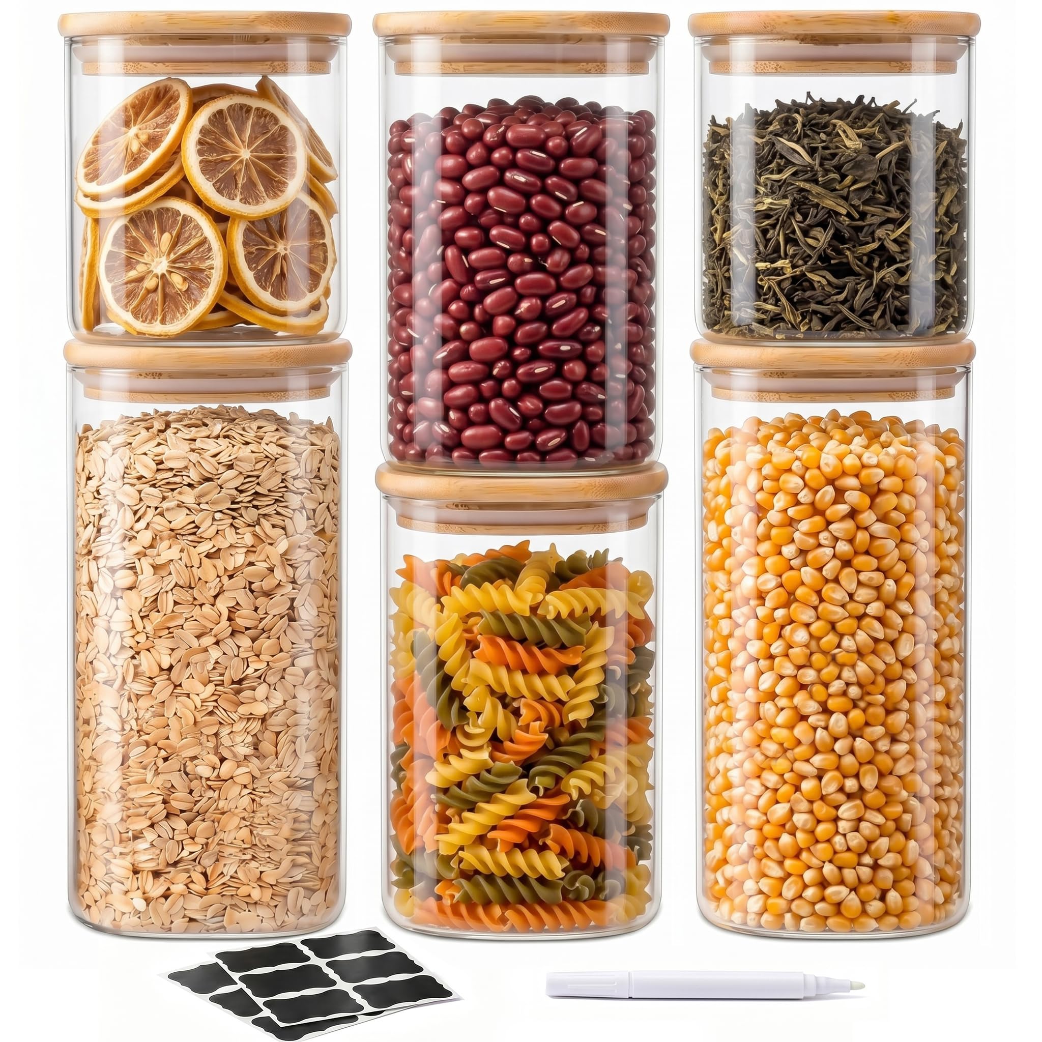 Glass Airtight Storage Jar Set with Bamboo Lids