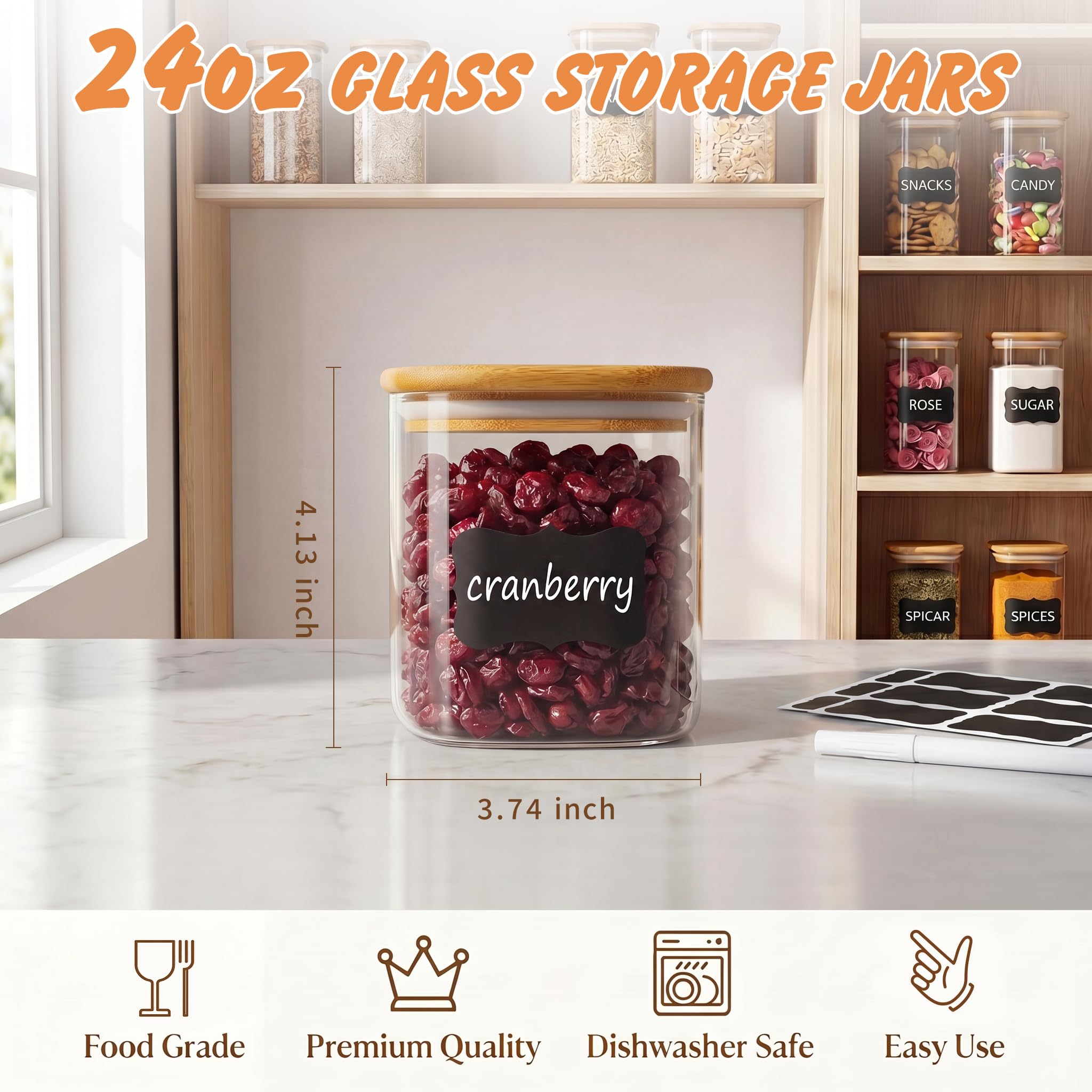Glass Airtight Storage Jar Set with Bamboo Lids